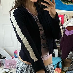 Cropped H&M Navy Track Zip Turtleneck Up Pull over